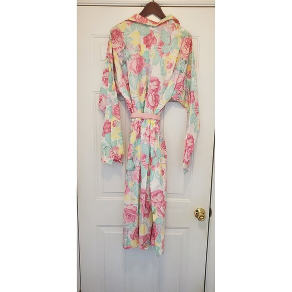 Vtg 1980s Ellen Hart Original Pink Pastel Floral Shirt Dress W/ Belt Flower 22 T - Picture 11 of 16